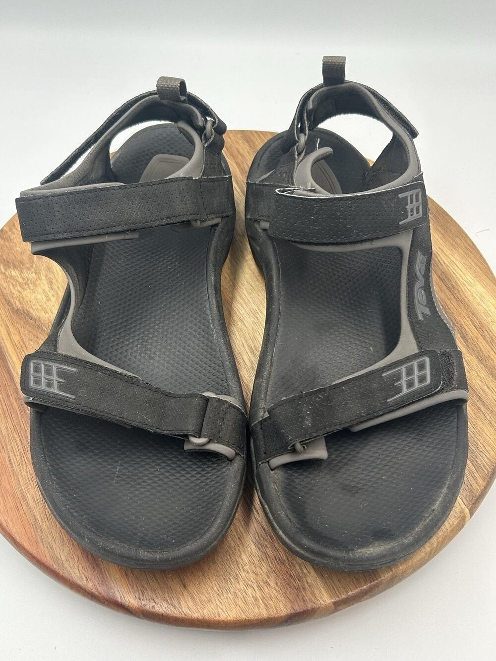 Teva Sandals Mens Sz 9 Black Hook & Loop Strap Sport Hiking Water Minimal Summer